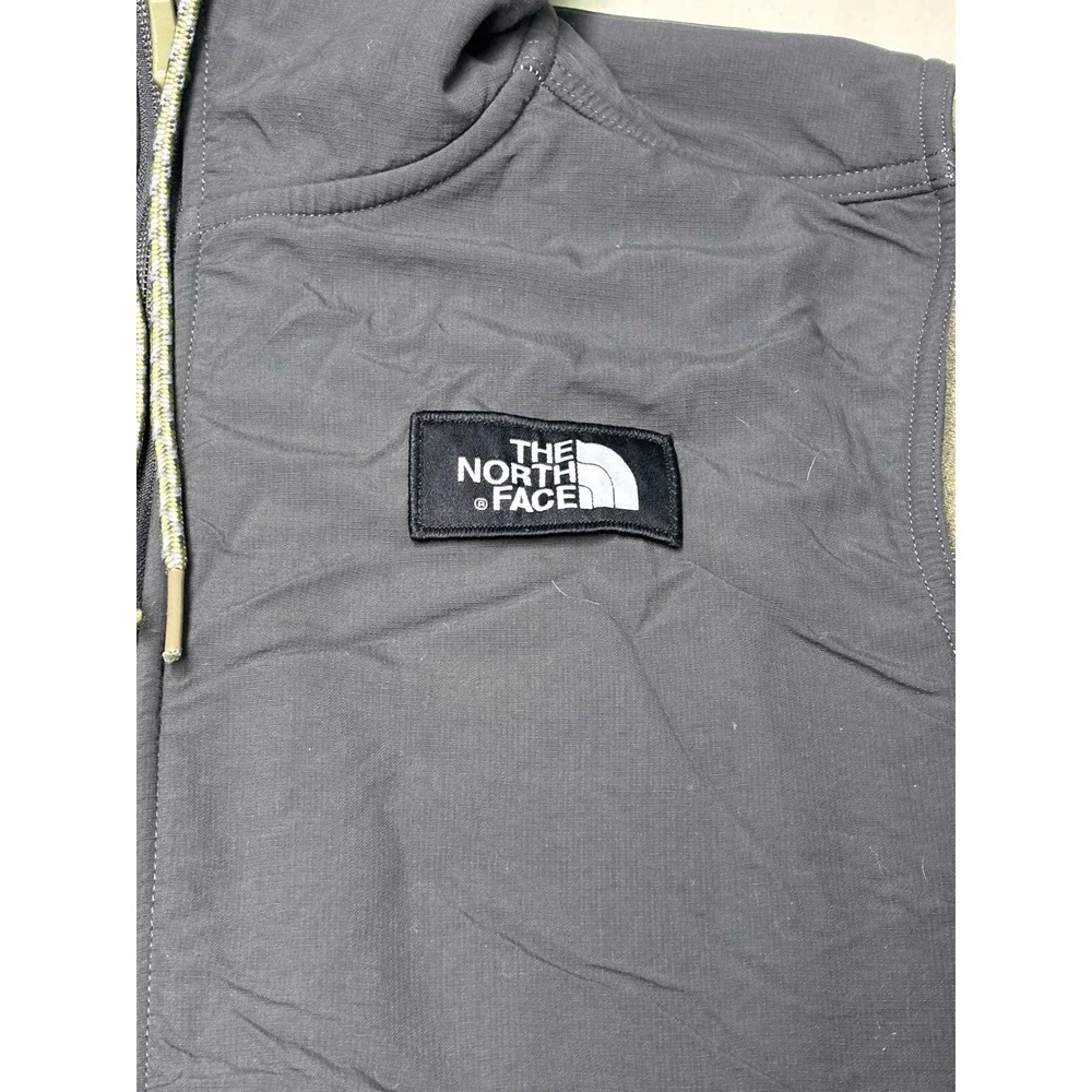 The North Face Mens M Grey‎ Khaki Sherpa Lined Full Zip Hoodie Jacket